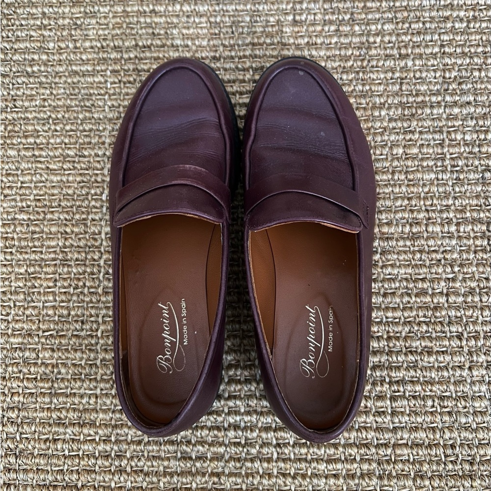 Bonpoint Adult Women's Burgandy Leather Loafers Size 36